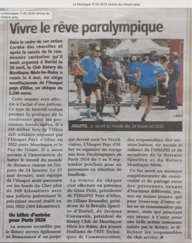 Article La Montagne 11 mai 2024